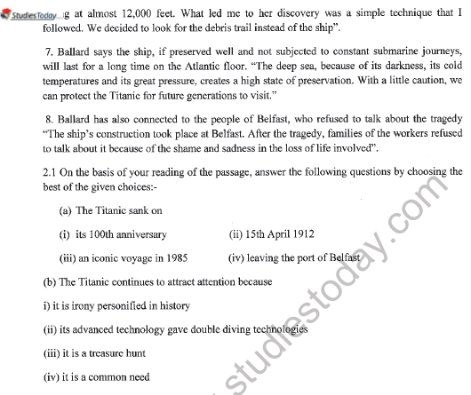 english term 2 sample paper solved class 12